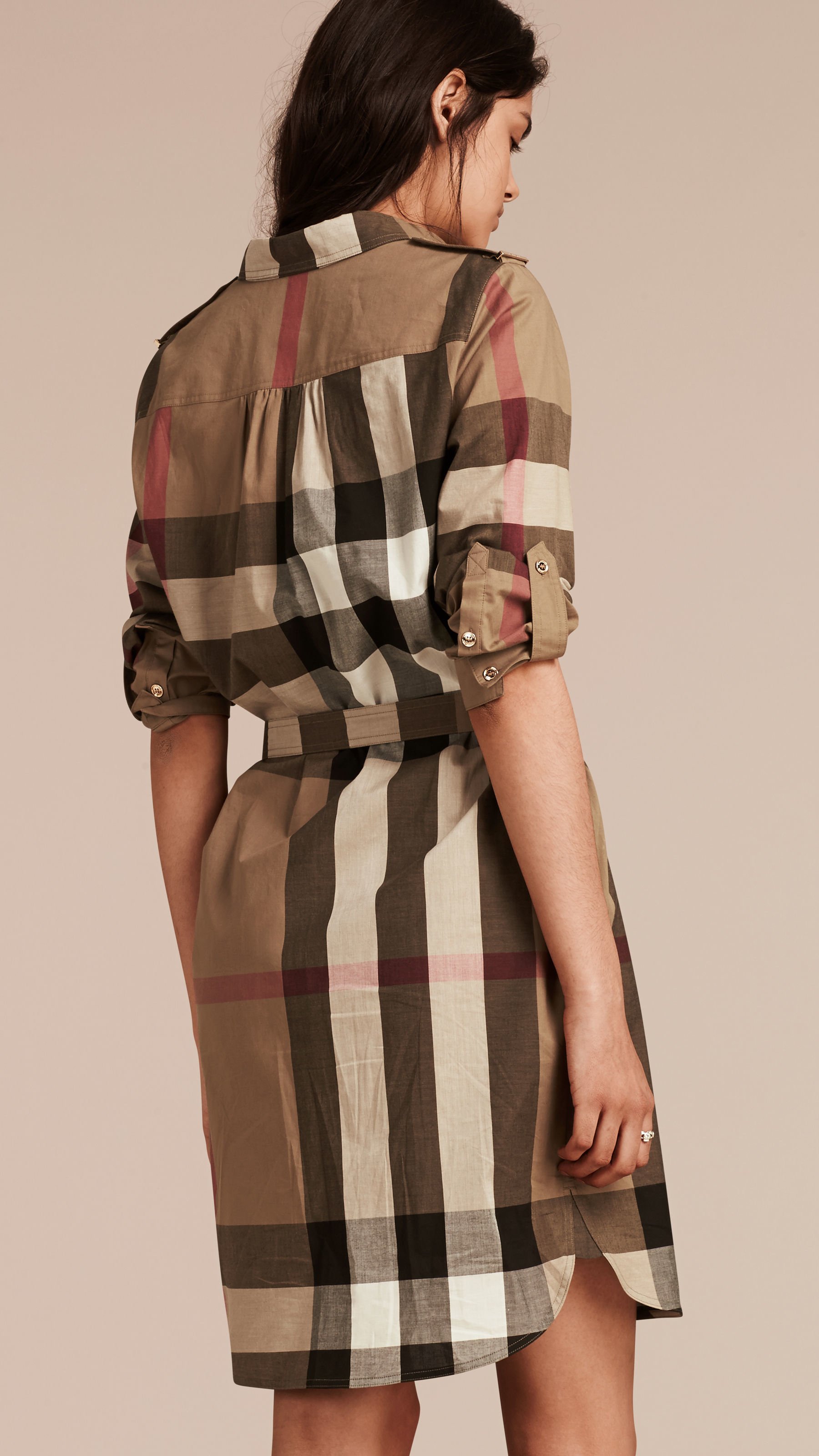 Burberry Check Cotton Shirt Dress in Brown - Lyst